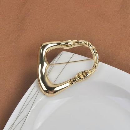 Irregular Hollow Geometric Brooch Pin Gold-Tone Lapel Pin for Women Men Fashion Metal Style Dress Suit Brooches Scarf Shawl Clip Accessory Minimalist Ladies Wedding Prom Dating Jewelry