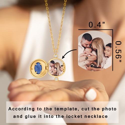 Aobei Pearl 18K Gold Plated Moon Star Lion Evil Eye Love Heart Cross Pendant Necklace Medallion Paperclip Chian Choker Layering Jewery for Women - color: Blue CZ Locket