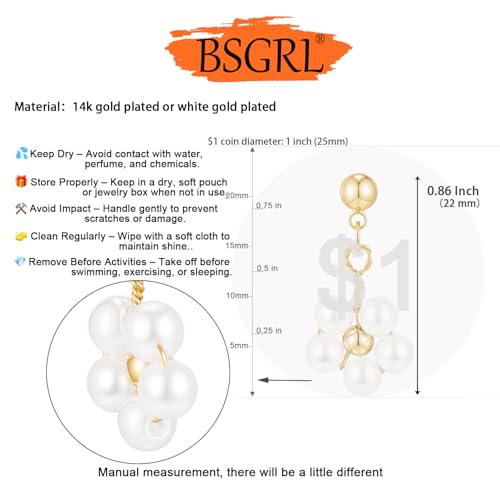 Pearl Earrings - 14k Gold or White Gold Plated Sparkle Cubic Zirconia Dainty Pearl Stud Earrings for Women Wedding Party Bridal - color: gold flower