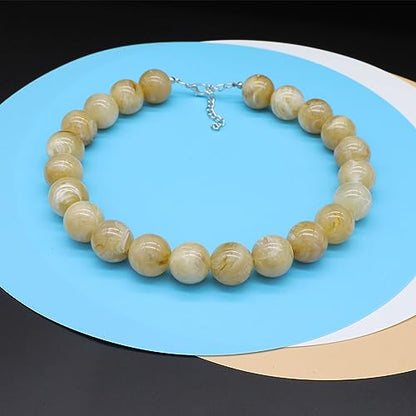 JNF Chunky Beaded Necklaces Women Large Big Ball Bead Choker Necklace Bold Statement Beads jewelry Gift - color: gemstone necklace Brown