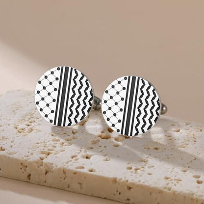 Cufflinks for Men Delicate Stainless Steel Wedding Business Cufflinks Gifts for Groom Husband French Shirt Accessories - style: Polka Dots Style-Silver