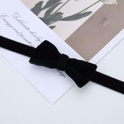 Punk Black Velvet Bow Necklace Black Satin Collar Necklace Bow Tie Choker Necklace Velvet Suede Choker Necklace Jewelry for Women
