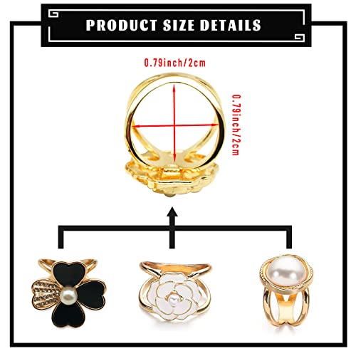 3pcs Fashion Scarf Ring Clip 3 Rings Silk Scarves Clip For Women Shawl Clip Buckle Gold Smooth Scarf Brooches Buckle - color: Scarf clip A-3PCS