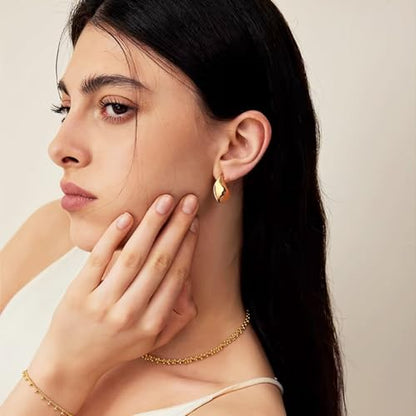 Statement Chunky Gold Earrings for Women Unique Square Stainless Steel Heaven Mayhem Button Stud Earrings Trendy Jewelry - style: Gold Teardrop