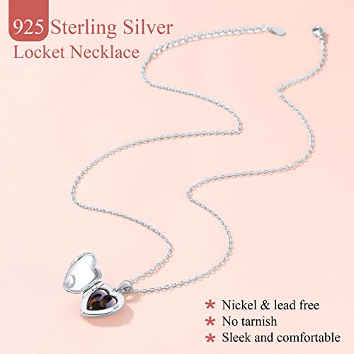FindChic Locket Necklace for Women Custom Photo Memorial Gifts 4 Colors | Silver/Black/Rose Gold/Gold Plated Personalized for Loved Ones, Birthday Valentine's Day Keepsake - style: 05. Birthstone Style 2-Silver