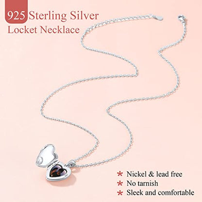 FindChic Locket Necklace for Women Custom Photo Memorial Gifts 4 Colors | Silver/Black/Rose Gold/Gold Plated Personalized for Loved Ones, Birthday Valentine's Day Keepsake - style: 05. Birthstone Style 2-Silver
