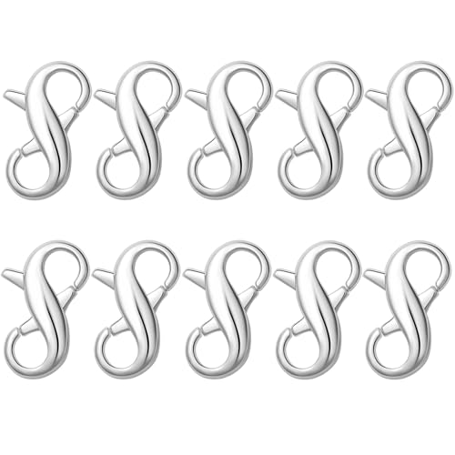 Stainless Steel Lobster Clasp,Lobster Clasp Necklace Extender, Bracelet Connector for DIY Jewelry Repair, Gold,Silver (10pcs Silver) - color: 10pcs silver