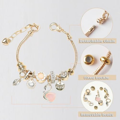 DS Charm Bracelets for teen girls exquisite cute cartoon friendship bracelet Gold Stainless Steel Bangle birthday Gift box Adjustable little girls kids jewelry holiday gifts - style: GOLD-8