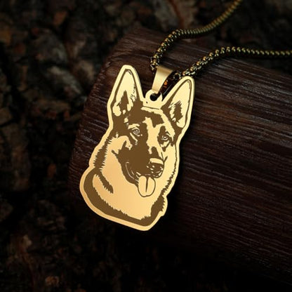 Husky Pendant Necklace Stainless Steel Husky Dog Puppy Necklace Gold Sliver Cute Dog Necklaces for Women Men Pet Animals Lover - color: Shepherd Gold