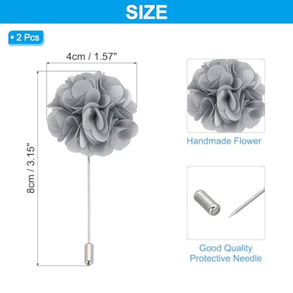 PATIKIL Flower Boutonnieres Pin, Lapel Pin for Men Camellia Flower for Suit Wedding Graduation Anniversary Graduation Outfit Accessories - color: Gray
