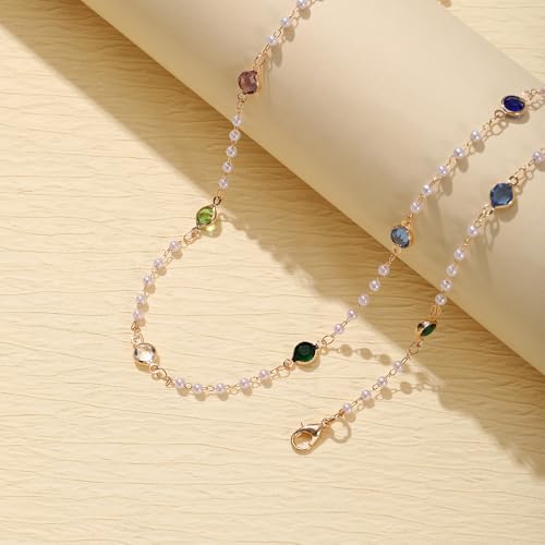 KURTCB Rhinestone Necklace for Women Boho Long Y Lariat Gold Necklace Stack Colorful Summer Beach Jewelry - color: Multi