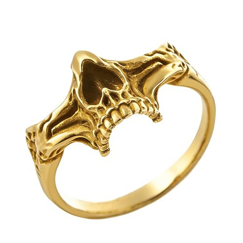 2023 Skull Ring Cool Evil Death Punk Rock Stainless Steel Rings Aly Style Jewelry - style: statement