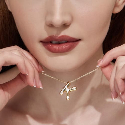 Cicy Bell Initial Necklace for Women 14k Gold Plated | Cubic Zirconia, Trendy, Personalized, Dainty Letter Pendant - color: K-Gold