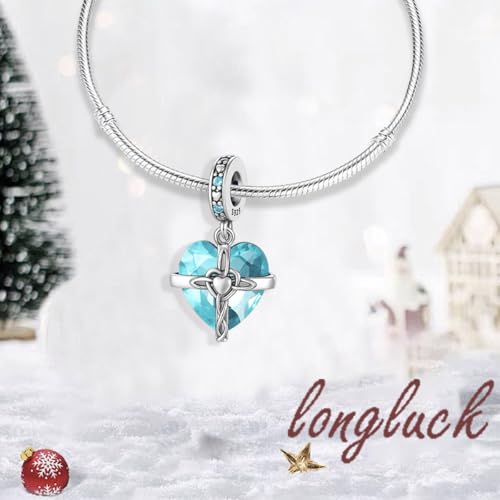 Birthstone Charms 925 Sterling Silver Heart Charms for Bracelets and Necklaces Birthday Day Christmas Gifts For Women - color: L-December