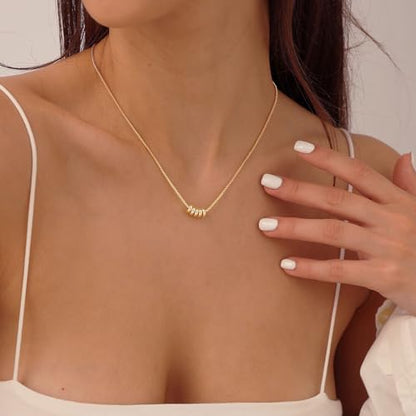 HANLI 14K Gold Plated Necklaces for Women - Dainty Butterfly, Star of David, Moon and Star, Sun, Lotus, Infinity, Hummingbird, Bee,Boots,Chill,Sunflower Pendant Designs - Elegant Jewelry for Women - color: Box Bead