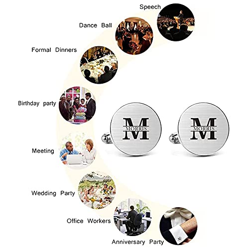 Custom Cufflinks for Men - Personalized Gold Mens Cufflinks with Engraving Name & Initial Stainless Steel Cuff Links for Wedding Groom Businessman - color: Style 1