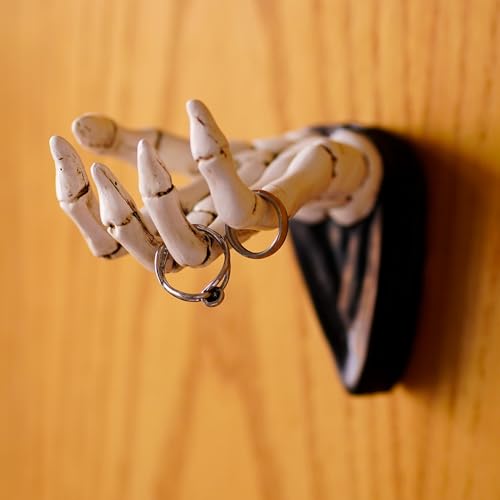 Halloween Skeleton Hand Ring Holder Wall Mounted Key Holder Organizer Multifunctional Wall Hooks for Hanging Keys Jewelry Bracelet Gothic Home Decor for Entryway Bedroom