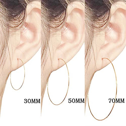 Multipack Dainty Large Thin Gold Hoop Earrings for Women Hypoallergenic Earrings Lightweight 30mm 50mm 60mm 70mm Gold/Silver/Rose Gold Hoop Earrings - style: 1 Pair_20Guage_60mm_Gold