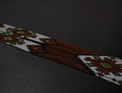 Handmade Native American Style Tribal ethnic Seed Bead Beaded Layered Medallion Necklace 4 - color: Brown
