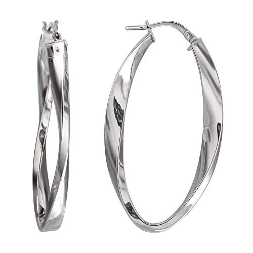 Sterling Silver 925 Oval Hoop Earrings for Women