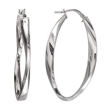 Sterling Silver 925 Oval Hoop Earrings for Women
