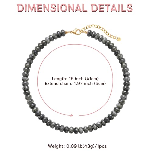 Gemstone Beaded Necklace for Women Colorful Natural Stone Freshwater Pearl Surfer Beach Rainbow Necklace Jewelry Gift - color: Black