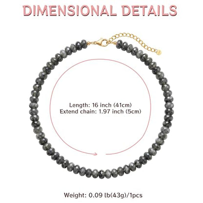 Gemstone Beaded Necklace for Women Colorful Natural Stone Freshwater Pearl Surfer Beach Rainbow Necklace Jewelry Gift - color: Black