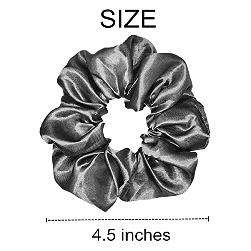 Sufermoe 6 Pcs Satin Silk Hair Scrunchies, Dark Grey (4.5 Inch) - Hair Ties for Women and Girls, Hair Accessories - color: Dark Grey