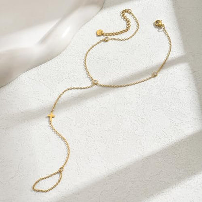 Ankle Bracelets for Women 18K Gold Plated Dainty Pearl Cross CZ Anklets Daisy Moon Star Gold Bead Satellite Cuban Link Chain Waterproof Summer Beach Foot Jewelry - style: Cross-CZ-Gold