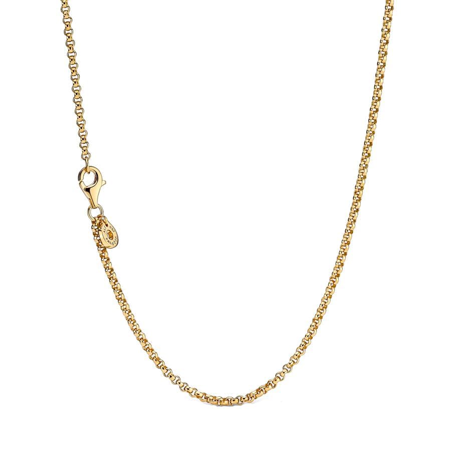 PANDORA Rolo Chain Necklace - Adjustable with Lobster Clasp - for Her - 14K Gold-Plated Shine - with Gift Box - 23.6"