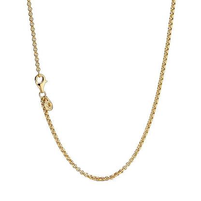 PANDORA Rolo Chain Necklace - Adjustable with Lobster Clasp - for Her - 14K Gold-Plated Shine - with Gift Box - 23.6"