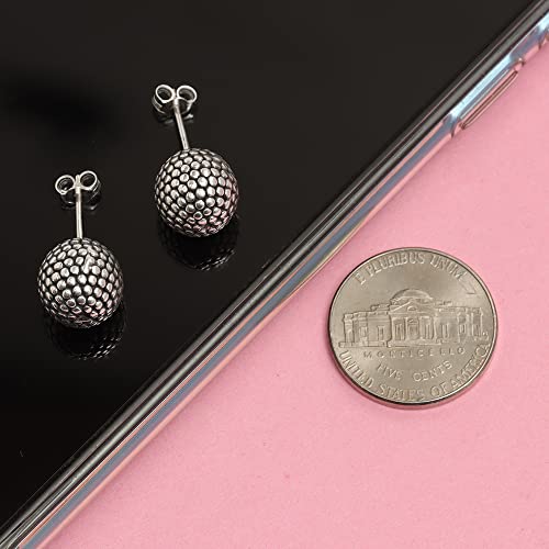 Charmsy 925 Sterling Silver Ball Post Stud Earrings for Women | Round Hammered Lightweight Disco Classic Ball Stud Earring for Women Teen | Sizes 3mm-11mm - style: 11mm-Antique Ball