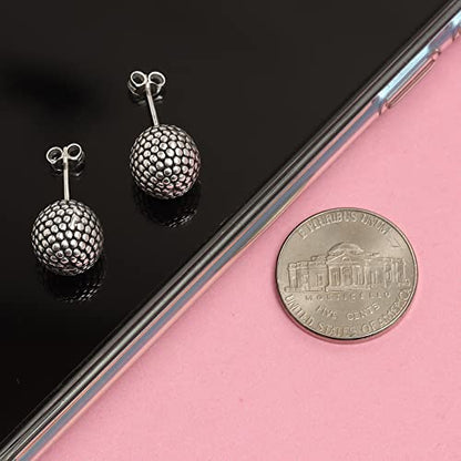 Charmsy 925 Sterling Silver Ball Post Stud Earrings for Women | Round Hammered Lightweight Disco Classic Ball Stud Earring for Women Teen | Sizes 3mm-11mm - style: 11mm-Antique Ball