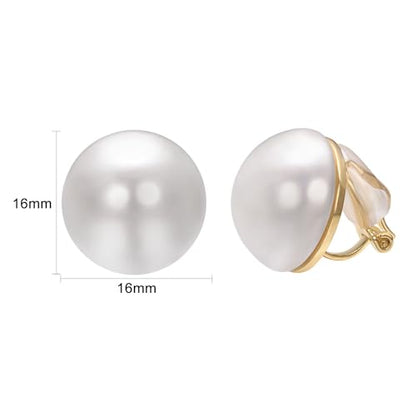 Yoursfs White Pearl Clip On Earrings for Women Classy Faux Pearl Earrings Painless Non-Piercing Hypoallergenic Jewerly