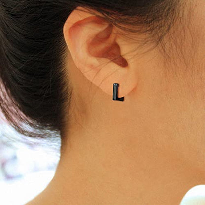 2 Pairs 14K Gold Plated Minimalist Hoop Earrings Small Dainty Geometric Square and Rectangle Huggies Hoops for Girls Women Gift, gold, silver and black - color: Black