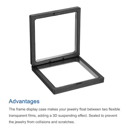 MECCANIXITY Floating Frame Display Holder Stand 3D Jewelry Display Box 4.33 x 4.33 x 0.79 Inch Black for Ring Necklace Bracelet Earring Pack of 2 - color: Black, size: 4.33 x 4.33 x 0.79 inch