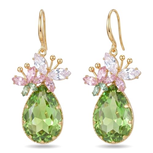Butterfly Dangle Earrings Crystal Teardrop Gold Plated For Women | Butterfly Dangle Earrings Crystal Teardrop CZ Drop Gold Plated Jewelry For Women Wedding Party And Formal Events