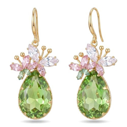 Butterfly Dangle Earrings Crystal Teardrop Gold Plated For Women | Butterfly Dangle Earrings Crystal Teardrop CZ Drop Gold Plated Jewelry For Women Wedding Party And Formal Events