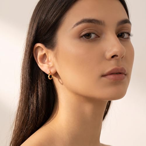 Reffeer Solid 925 Sterling Silver Heart Earrings Hoop Minimalist Sleeper Huggie Earrings For Women - color: B-Yellow