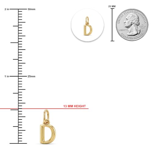 Gold Puffed Initial Letter Charm - 10 Karat Gold - 3D Bubble Letter Pendant - style: Letter d