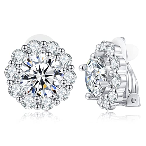FAMARINE CZ Clip on Earrings for Women Clip Earring Non-pierced Earrings - style: Round