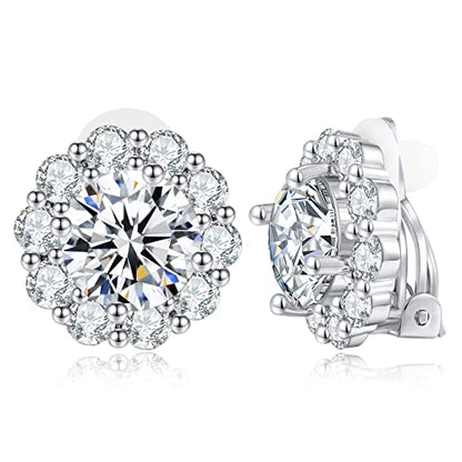 FAMARINE CZ Clip on Earrings for Women Clip Earring Non-pierced Earrings - style: Round