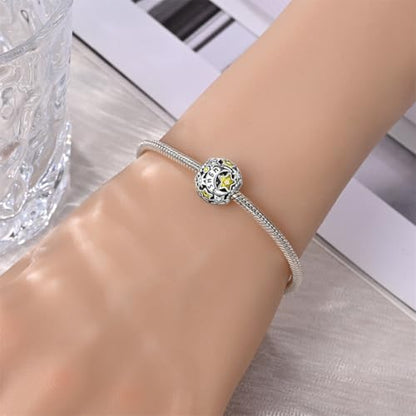 Star Moon 925 Sterling Silver Birthstone Charm for Bracelet Women Jewelry - color: August