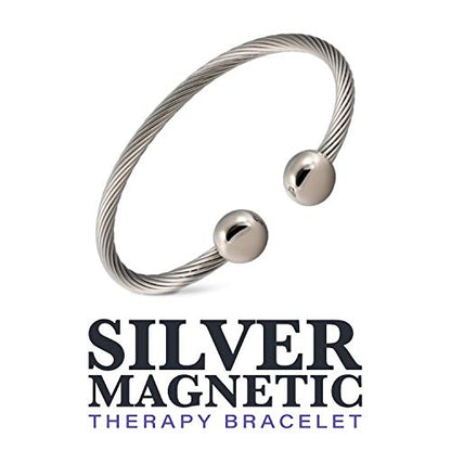 Twisted Stainless Steel Magnetic Therapy Bracelet High Power Magnets, For Men and Women - size: Medium - Wrist Size 6.75" - 7.5"