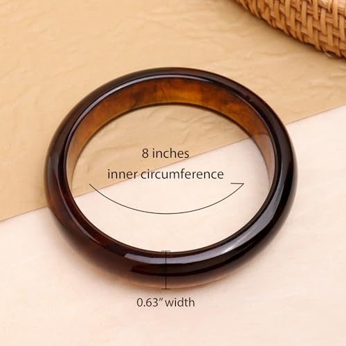 Chunky Resin Wide Bangle Bracelets for Women, Trendy Statement Minimalist Acrylic Bracelet Prom Holiday Jewelry Gift - color: Amber