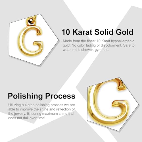 Gold Puffed Initial Letter Charm - 10 Karat Gold - 3D Bubble Letter Pendant - style: Letter g