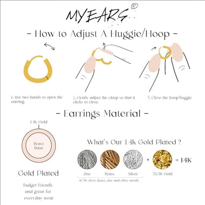 Women Gold Earrings Huggie Hoop Cubic Zirconia 14K Gold Plated Small Simple Hypoallergenic Everyday Jewelry - style: Flower