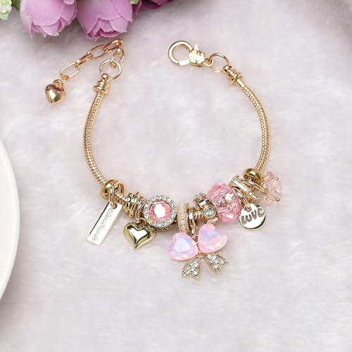 DS Charm Bracelets for teen girls exquisite cute cartoon friendship bracelet Gold Stainless Steel Bangle birthday Gift box Adjustable little girls kids jewelry holiday gifts - style: GOLD-5