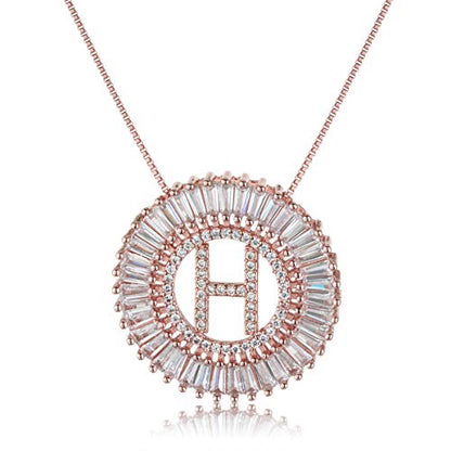 COTTVOTT A-Z Alphabet Pendant Necklaces Charms Women Initial Letter Chain Necklace 4 Colors - style: Rose Gold-H