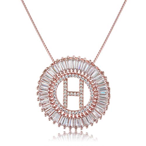 COTTVOTT A-Z Alphabet Pendant Necklaces Charms Women Initial Letter Chain Necklace 4 Colors - style: Rose Gold-H